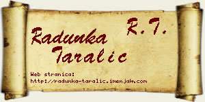 Radunka Taralić vizit kartica